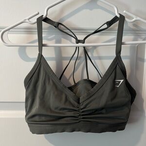 Ruched Strappy Sports Bra Unit Green